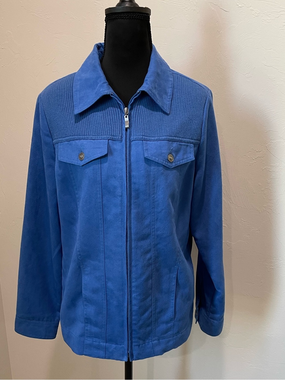 Allison Daley Royal Blue Zip-Front Shirt Jacket